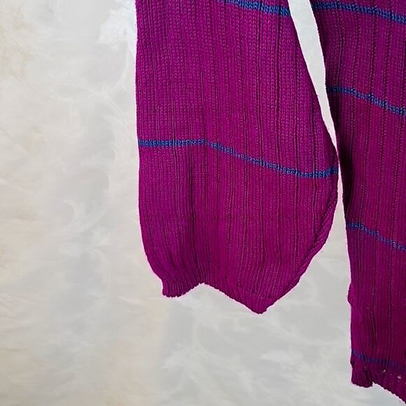 Cynthia Todd Womens Knit Cream Pine Green Purple Sweater Crew Neck Size L - Picture 8 of 10
